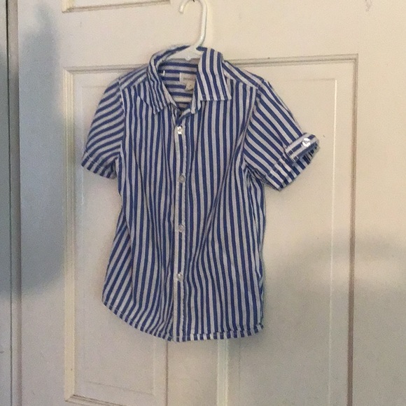 Pumpkin patch blue stripped button up shirt - Picture 2 of 5